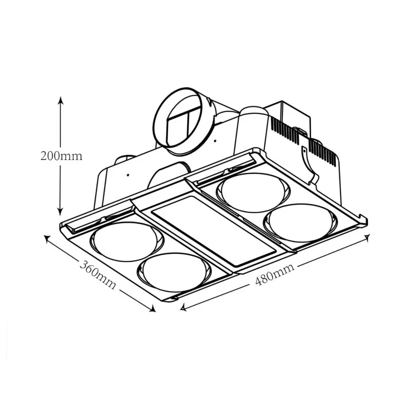 Martec Profile Panel 4 3-in-1 Bathroom Heater with 4 Heat Lamps, Exhaust Fan and Tricolour LED Light - Image 3