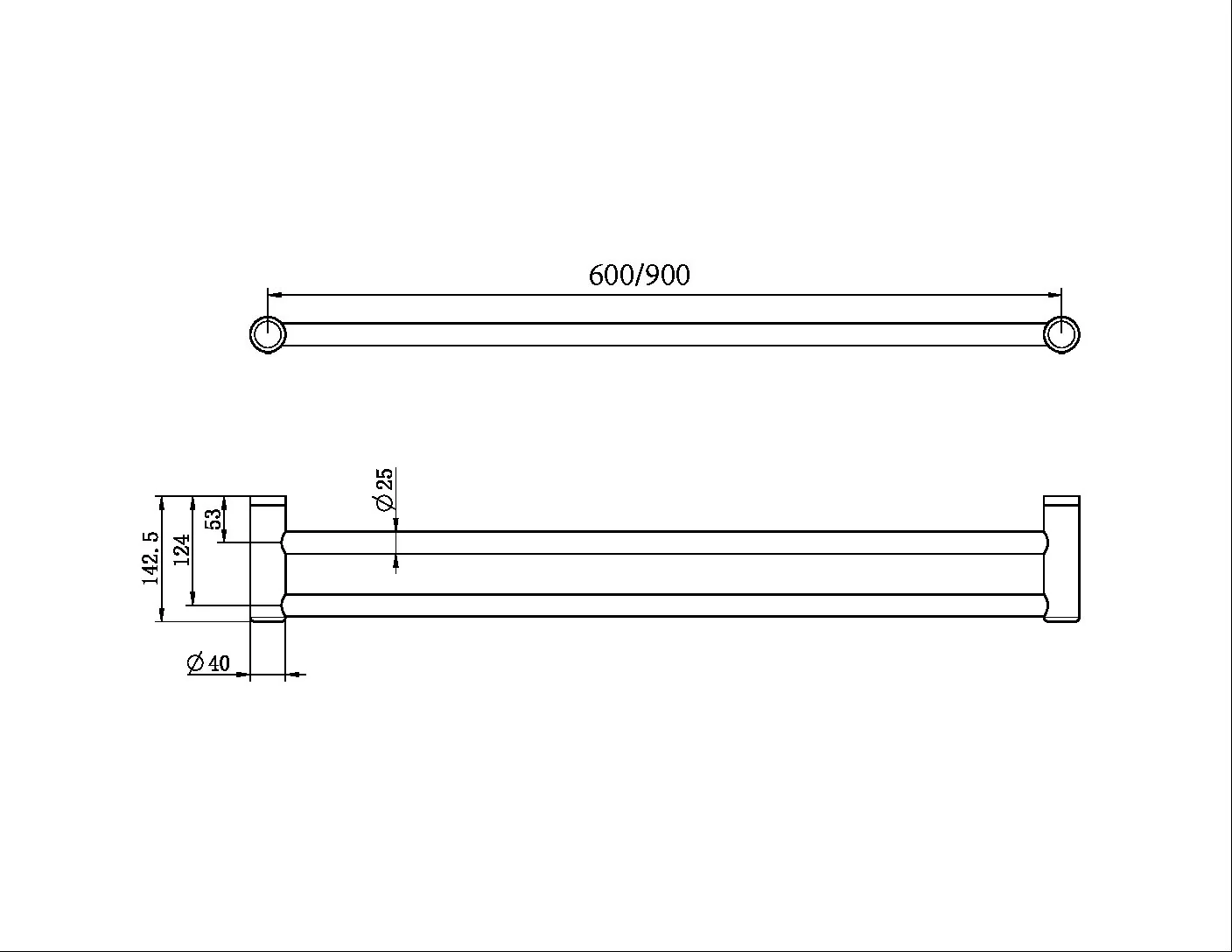 Nero Mecca Care 25mm Double Towel Grab Rail - Brushed Gold - Image 3