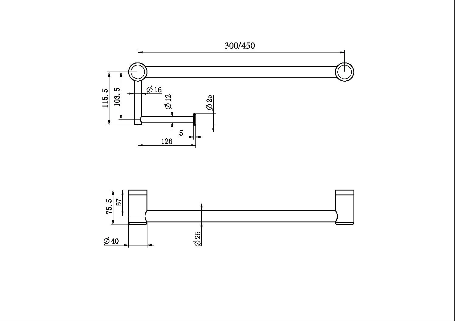 Nero Mecca Care 25mm Toilet Roll Rail - Brushed Nickel - Image 3