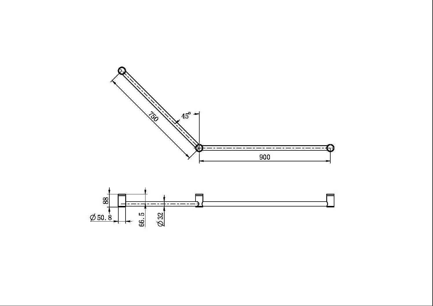 Nero Mecca Care 32mm Dda Grab Rail Set 45 Degree 750x900mm - Brushed Gold - Image 3