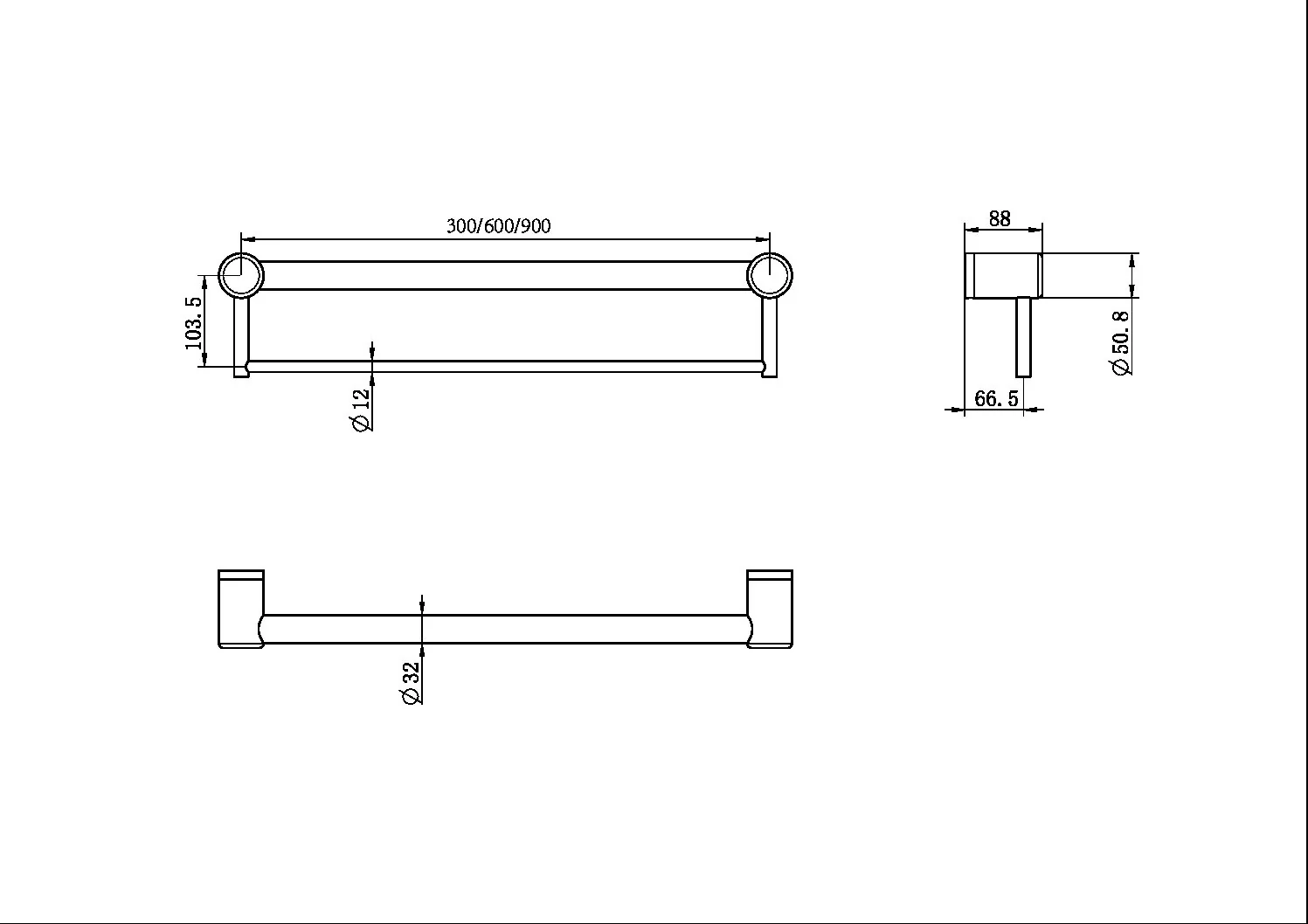 Nero Mecca Care 32mm Grab Rail With Towel Holder - Brushed Gold - Image 3