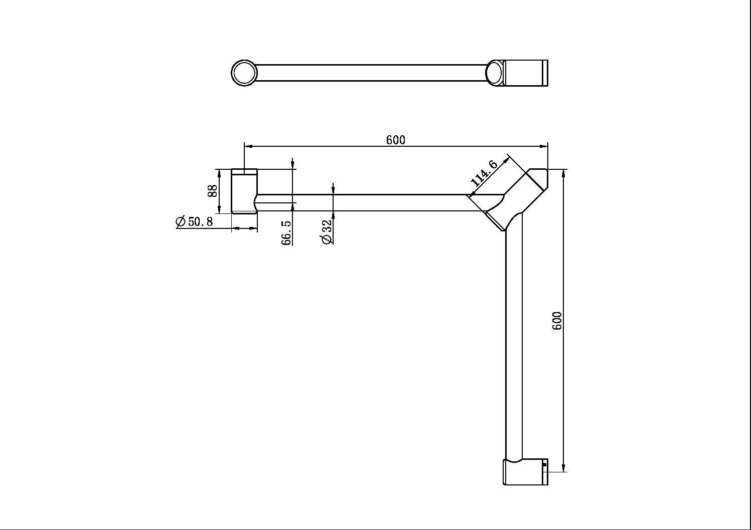Nero Mecca Care 32mm Wrap Around Corner Grab Rail 600x600mm - Brushed Bronze - Image 3