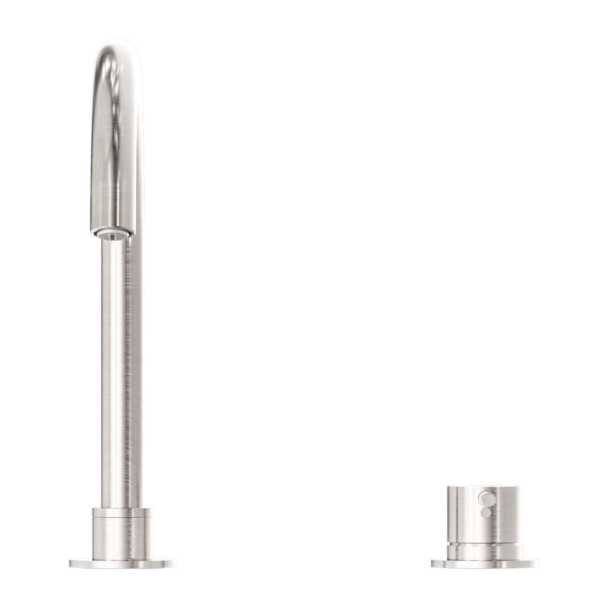Nero Mecca Hob Basin Mixer Round Swivel Spout - Brushed Nickel - Image 2