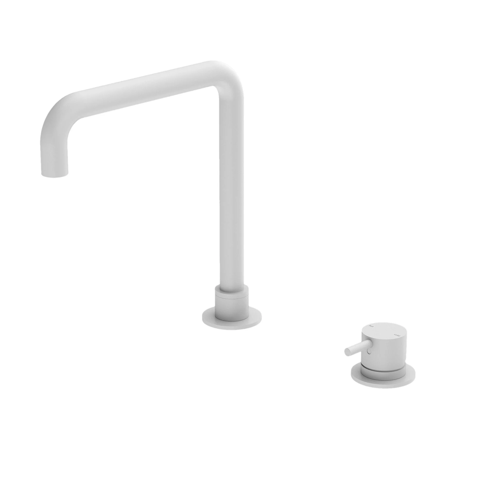 Nero Mecca Hob Basin Mixer Square Swivel Spout - White Matte