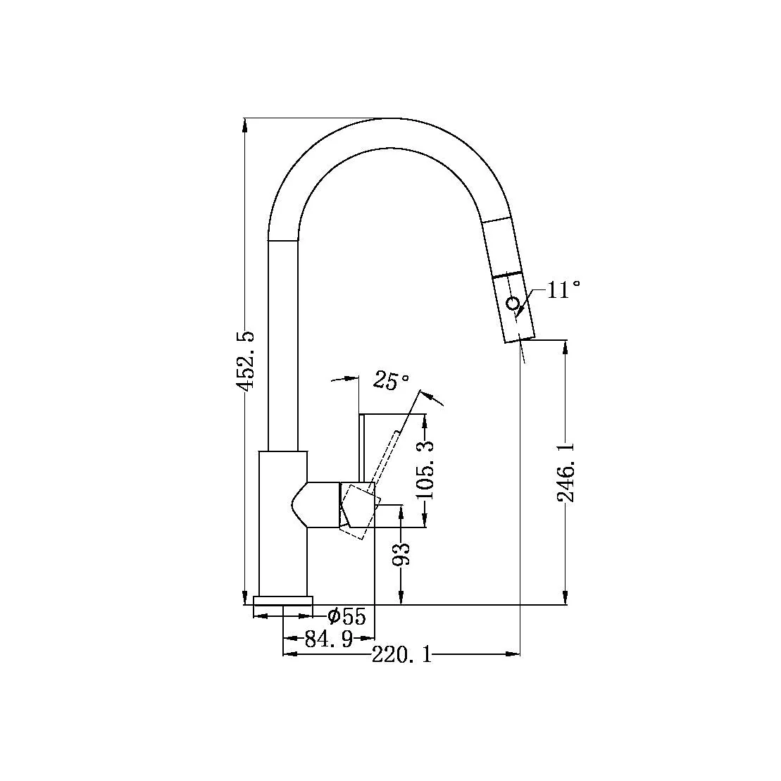 Nero Mecca Pull Out Sink Mixer With Vegie Spray Function - Gun Metal - Image 4