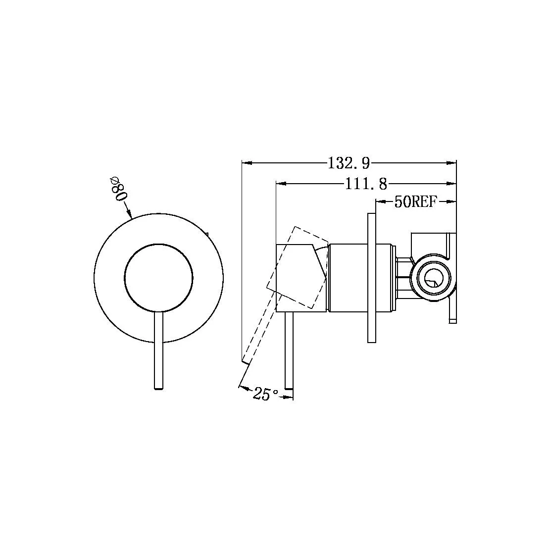 Nero Mecca Shower Mixer 80mm Plate - Brushed Nickel - Image 4