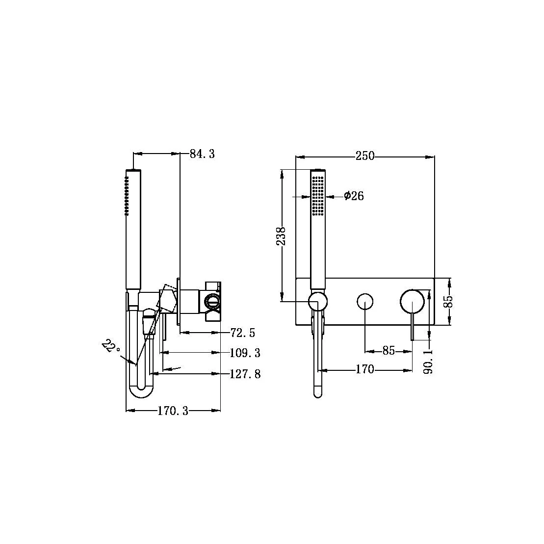 Nero Mecca Shower Mixer Diverter System - Chrome - Image 3