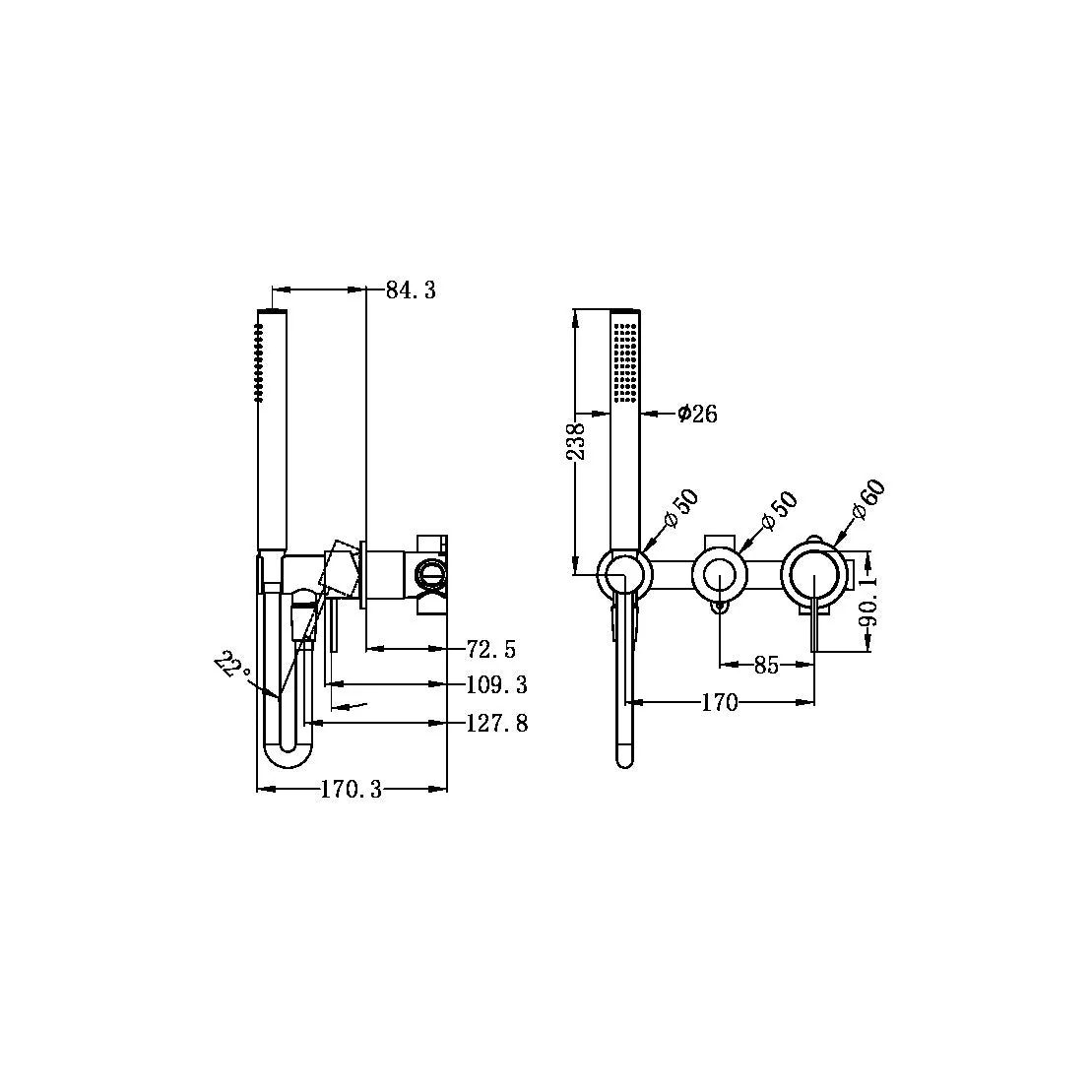 Nero Mecca Shower Mixer Diverter System Separate Back Plate - Chrome - Image 3