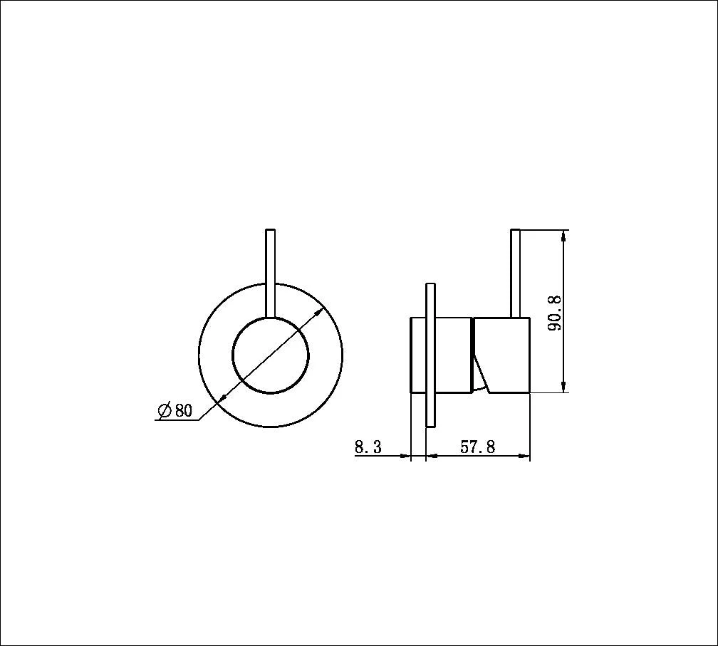 Nero Mecca Shower Mixer Handle Up 80mm Plate (Trim Kit Only) - Chrome - Image 2