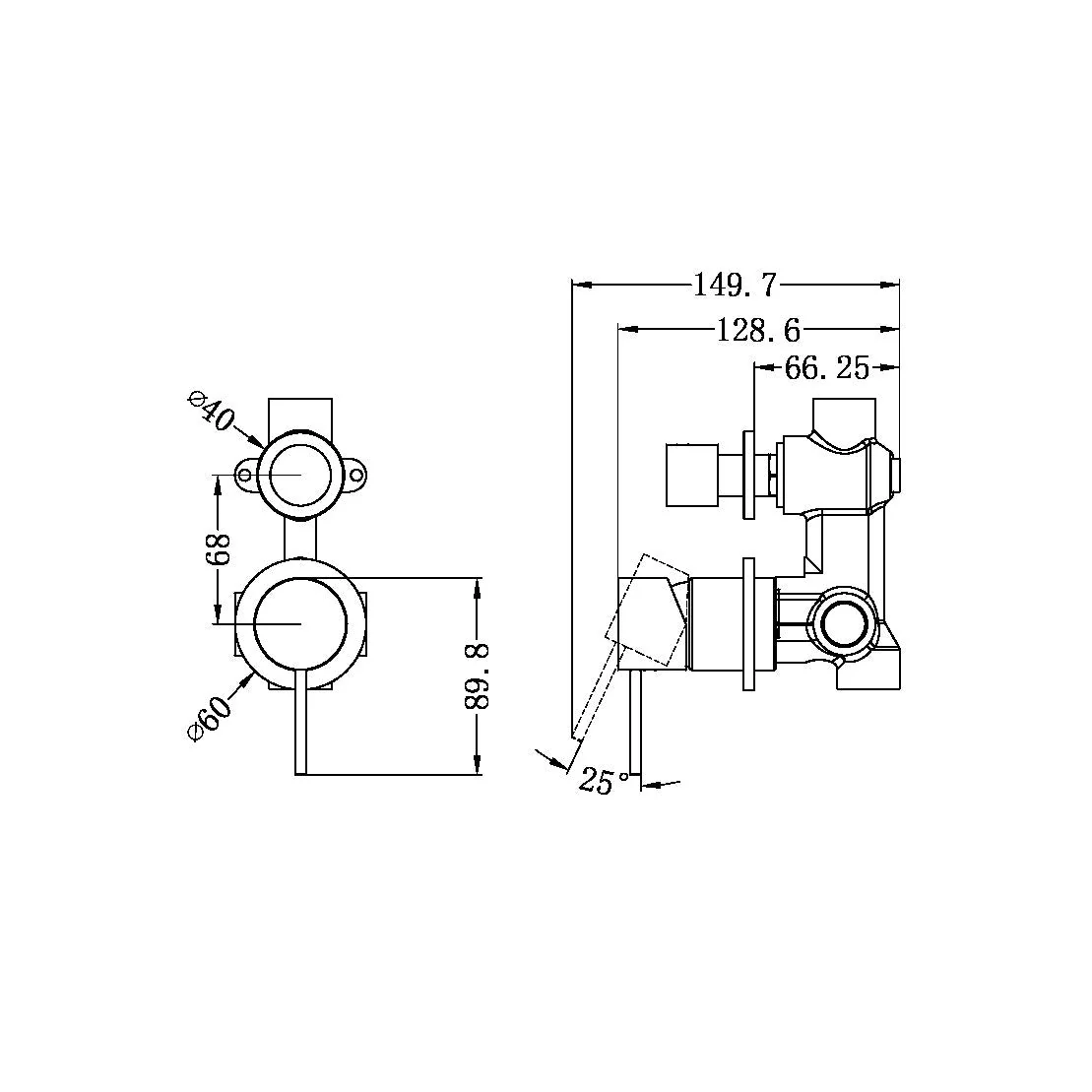 Nero Mecca Shower Mixer With Diverter Separate Back Plate - Gun Metal - Image 4