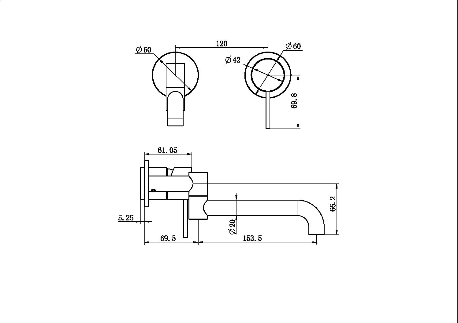 Nero Mecca Wall Basin/Bath Mixer Swivel Spout 225mm (Trim Kit Only) - Black Matte - Image 2