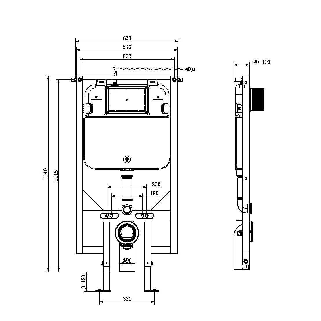 Nero R&T Wall Hung In-Wall Cistern II - Image 2