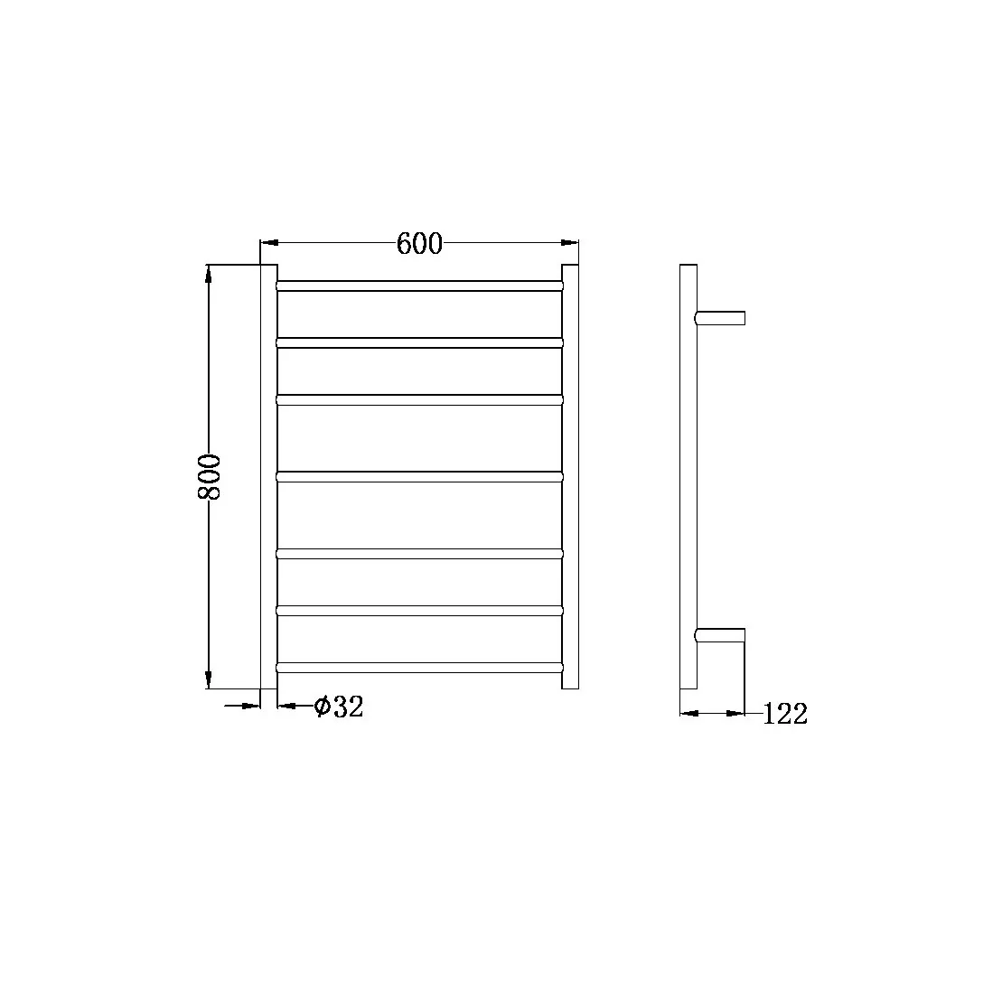 Nero Non-Heated Towel Ladder - Brushed Nickel - Image 4
