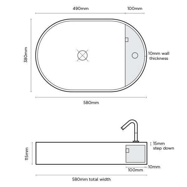 Nood Co Shelf Oval Wall Hung Basin - 14 Colours - Image 3