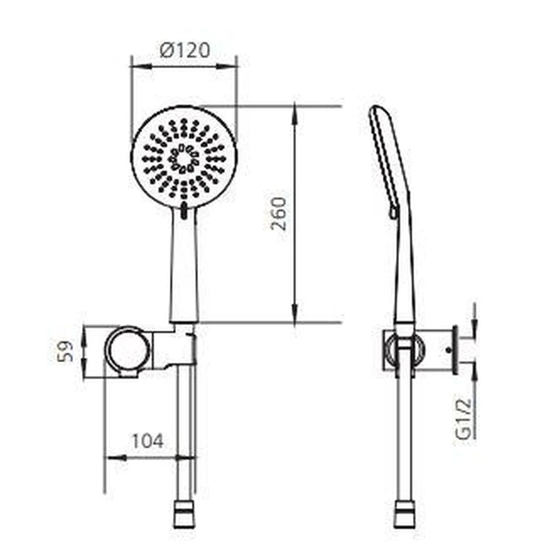 Oliveri Copenhagen Chrome Hand Shower With Bracket - Image 2