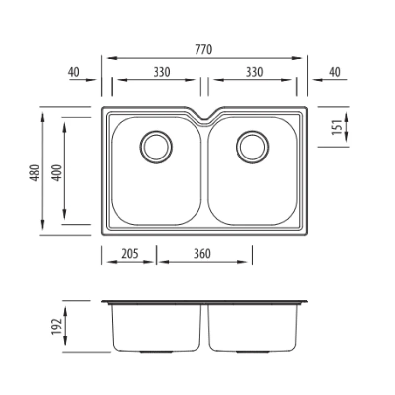 Oliveri Diaz Double Bowl Undermount Sink - Image 2