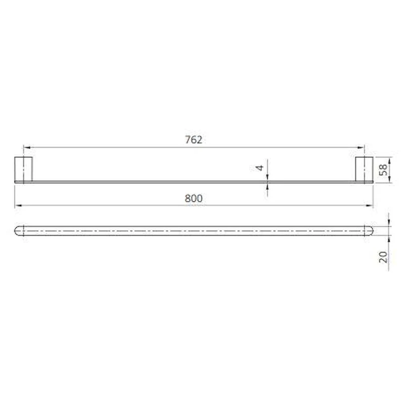Oliveri Madrid Single Towel Rail 800mm - Brushed Nickel - Image 2