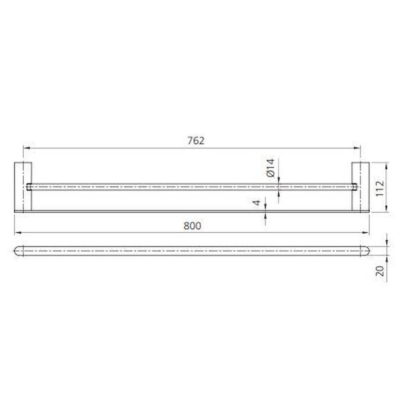Oliveri Madrid Double Towel Rail 800mm - Black Matte - Image 2