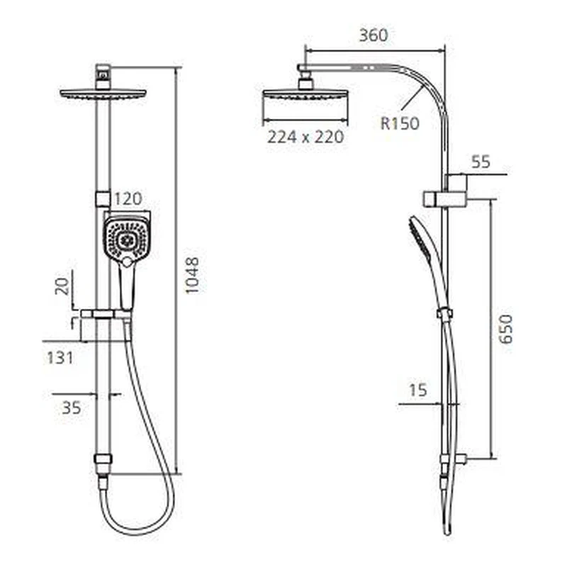 Oliveri Monaco Dual Shower Set - Brushed Nickel - Image 2