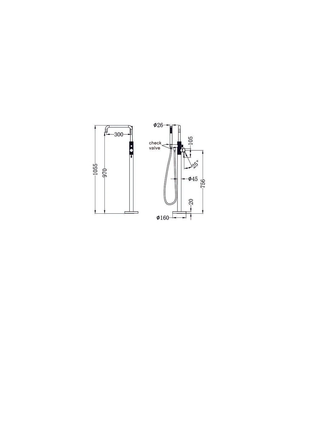 Nero Opal Freestanding Bath Mixer With Hand Shower - Brushed Nickel - Image 4