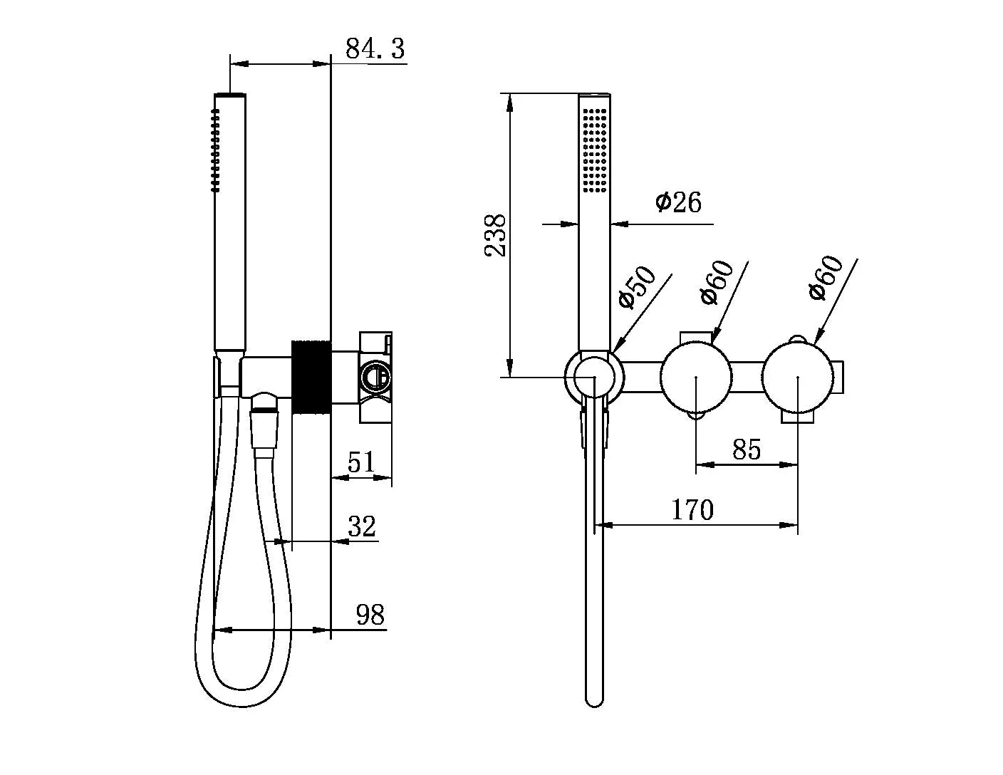 Nero Opal Progressive Shower System Separate Plate (Trim Kit Only) - Graphite - Image 2