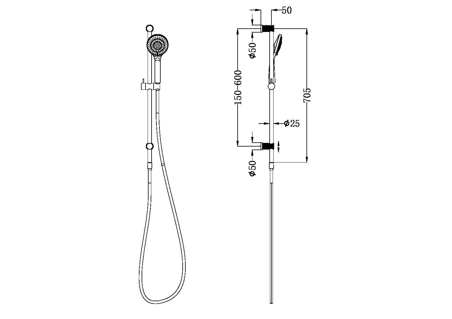 Nero Opal Shower Rail With Air Shower - Brushed Gold - Image 5