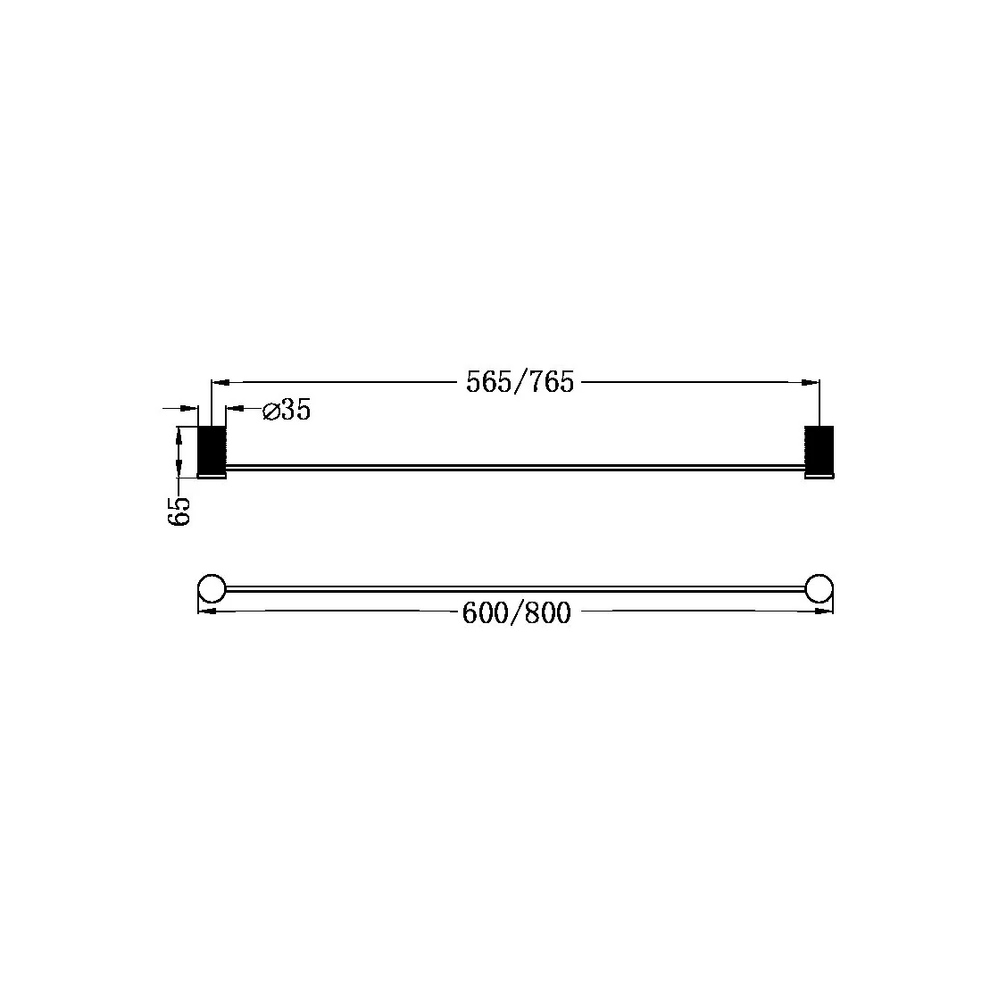 Nero Opal Single Towel Rail - Graphite - Image 4