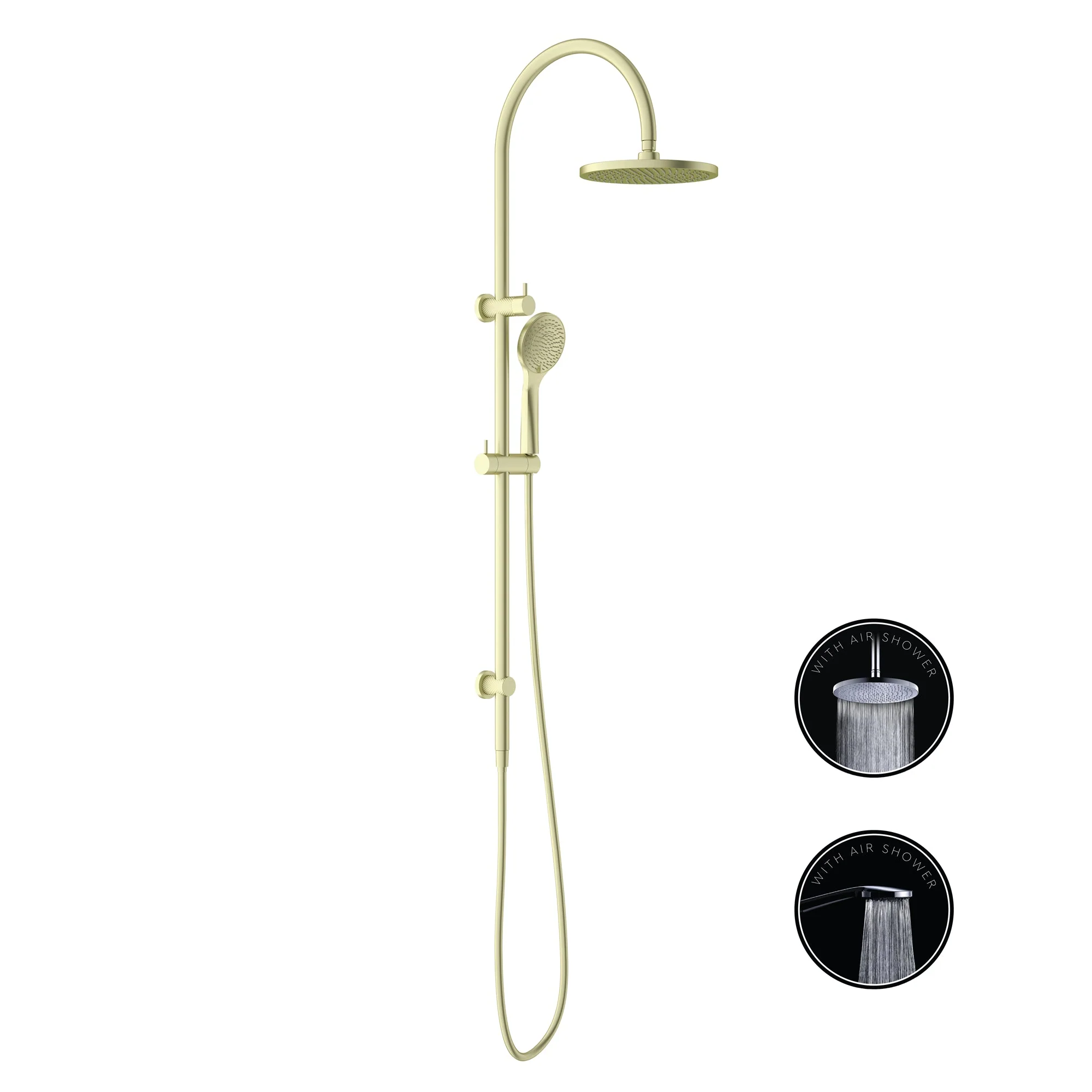 Nero Opal Twin Shower With Air Shower - Brushed Gold
