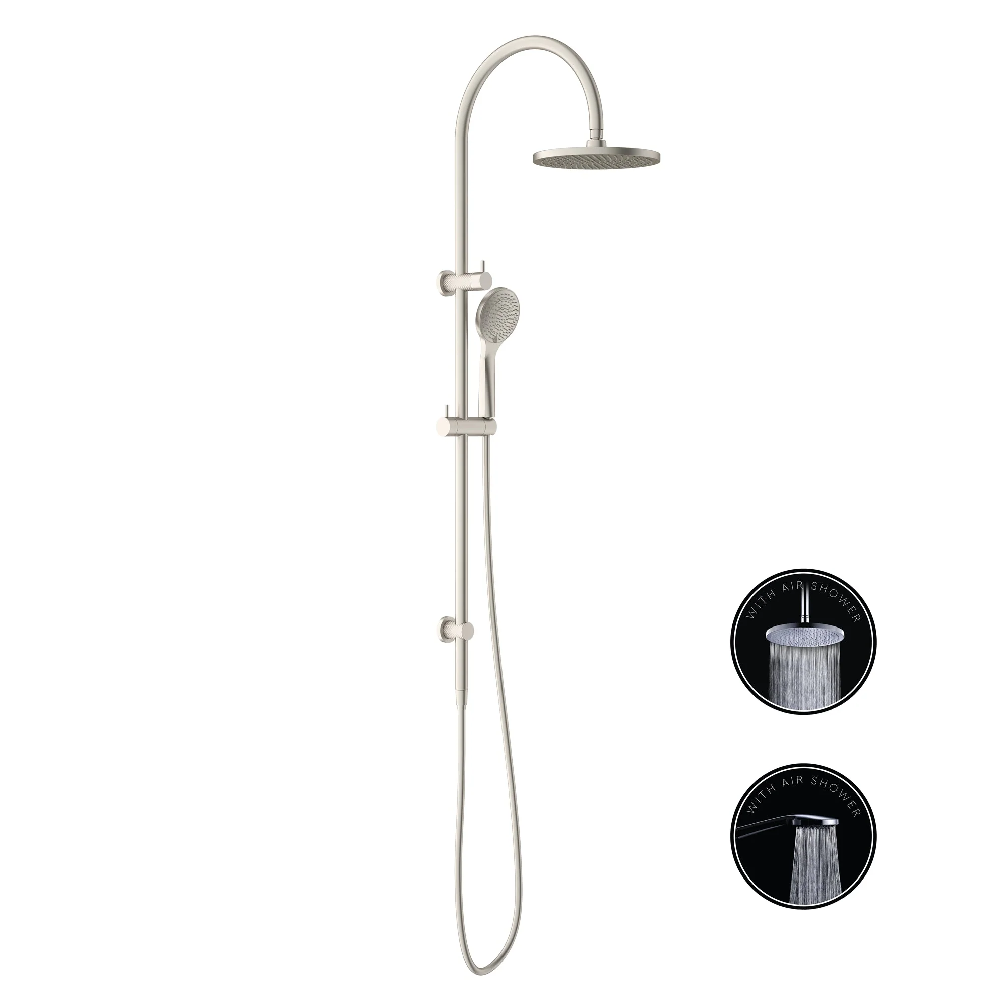 Nero Opal Twin Shower With Air Shower - Brushed Nickel