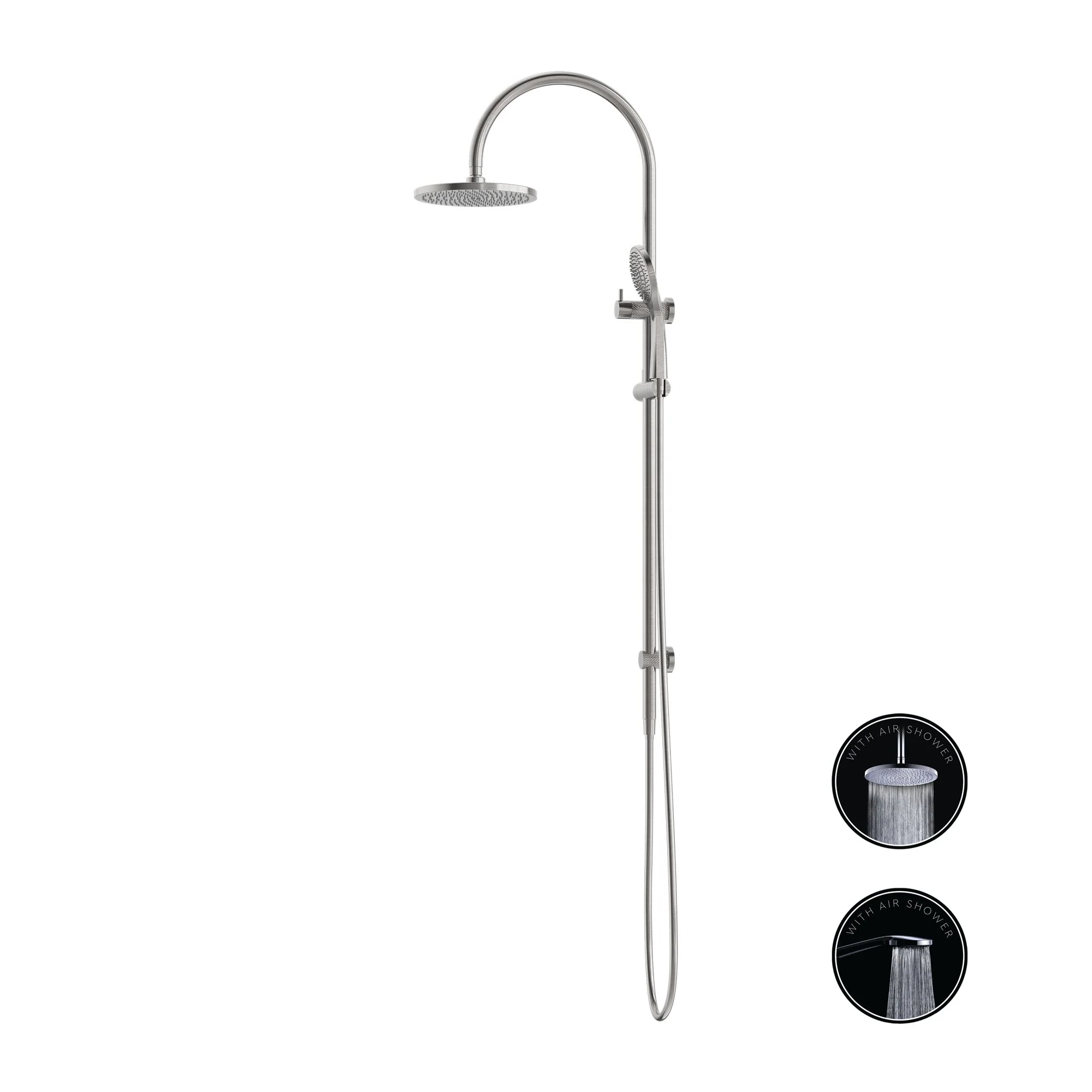 Nero Opal Twin Shower With Air Shower - Brushed Nickel - Image 4
