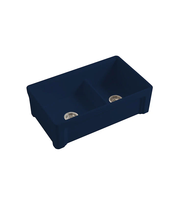 Parisi Cornice Double Bowl Sink 840mm - Deep Blue Black