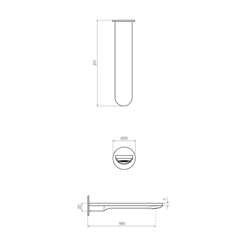 Parisi Elli II Wall Spout 190mm - Matt Black - Image 2