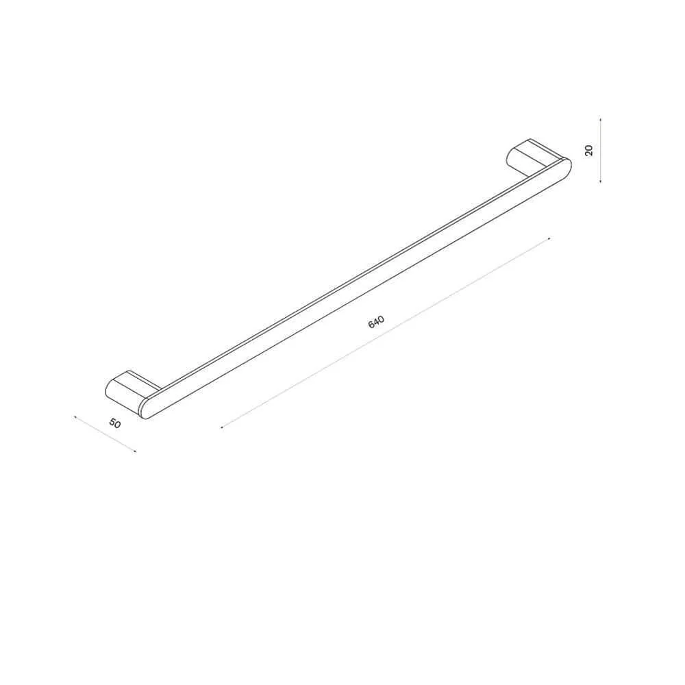 Parisi Ellisse Single Towel Rail 640mm Slimline - Matt Black - Image 2