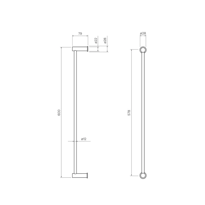 Parisi Envy 600mm Single Towel Rail - Fucile - Image 2