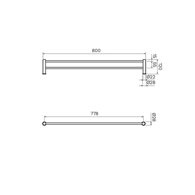Parisi Envy 800mm Double Towel Rail - Brushed Nickel - Image 2