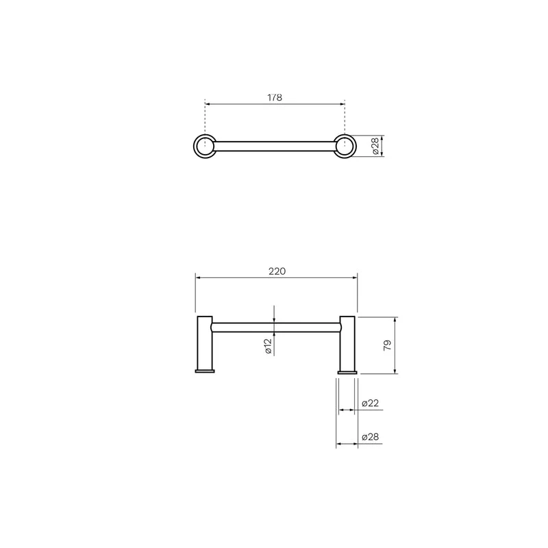 Parisi Envy Single Towel Rail 220mm - Chrome - Image 2