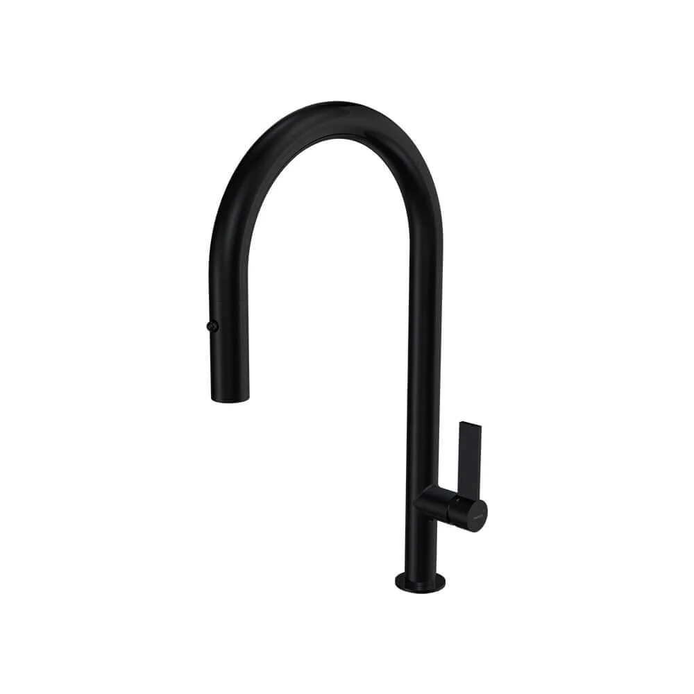 Parisi Ergo 30 Kitchen Mixer with Round Spout and Pull Out Spray - Matt Black