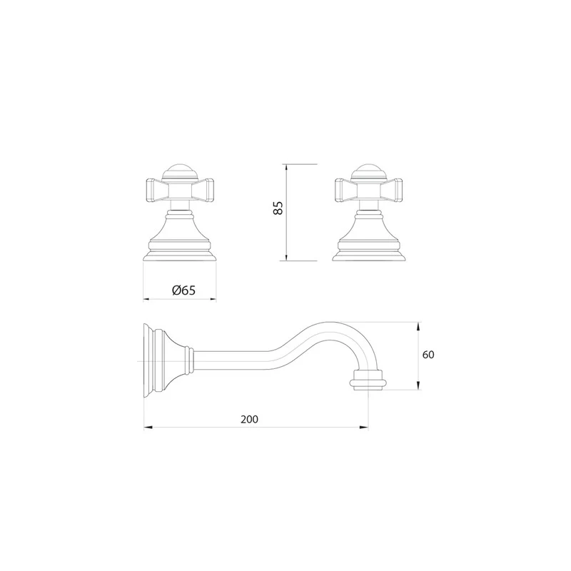 Parisi Hermitage Basin/Bath Wall Set (Cross Handle) - Image 2