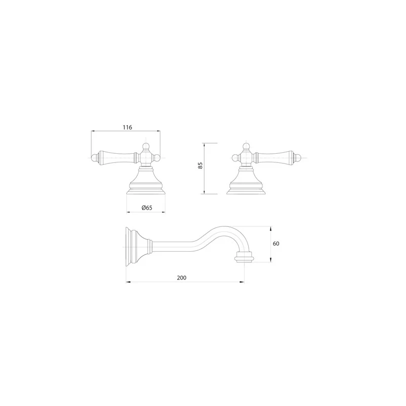 Parisi Hermitage Basin/Bath Wall Set (Lever Handle) - Image 2