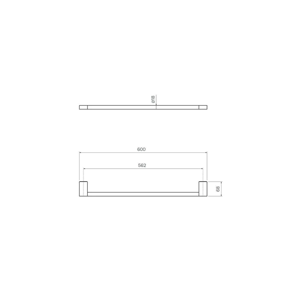 Parisi Linfa Single Towel Rail 600mm - Matt Black - Image 2