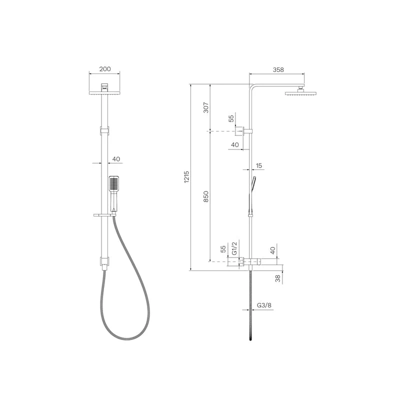 Parisi Quasar II Shower Column with Sliding Rail - Fucile - Image 2