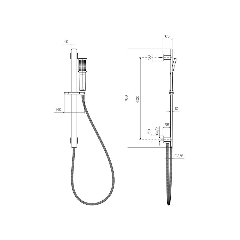 Parisi Quasar II Sliding Rail with Hand Shower - Matt Black - Image 2