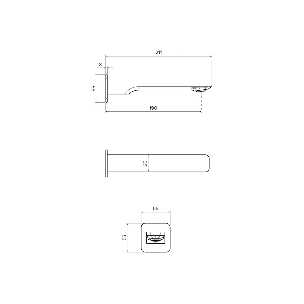 Parisi Quasar II Wall Bath Spout 190mm - Chrome - Image 2