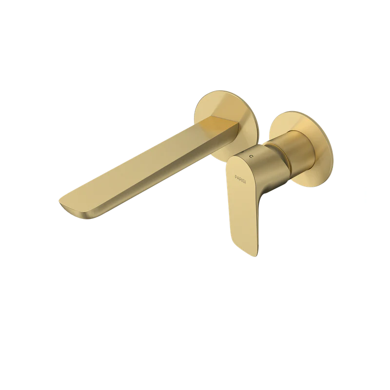 Parisi Slim II Wall Mixer with 190mm Spout (Individual Flanges) - Brushed Brass