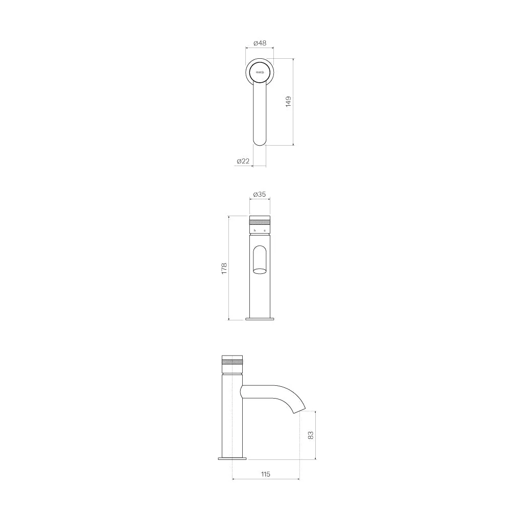 Parisi Todo II Basin Mixer with Curved Spout - Matt Black - Image 2