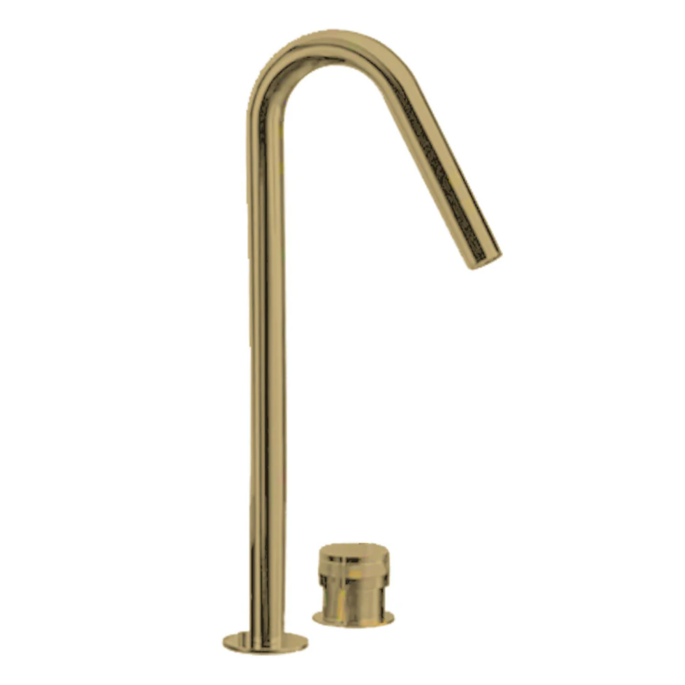 Parisi Todo II Hob Mixer with Gooseneck Swivel Spout - Brushed Brass