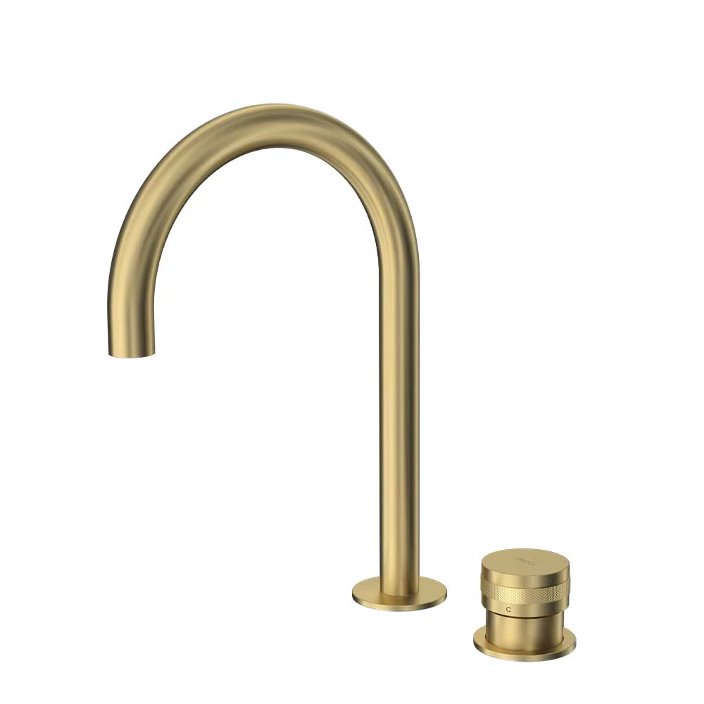 Parisi Todo II Hob Mixer with Round Swivel Spout - Brushed Brass