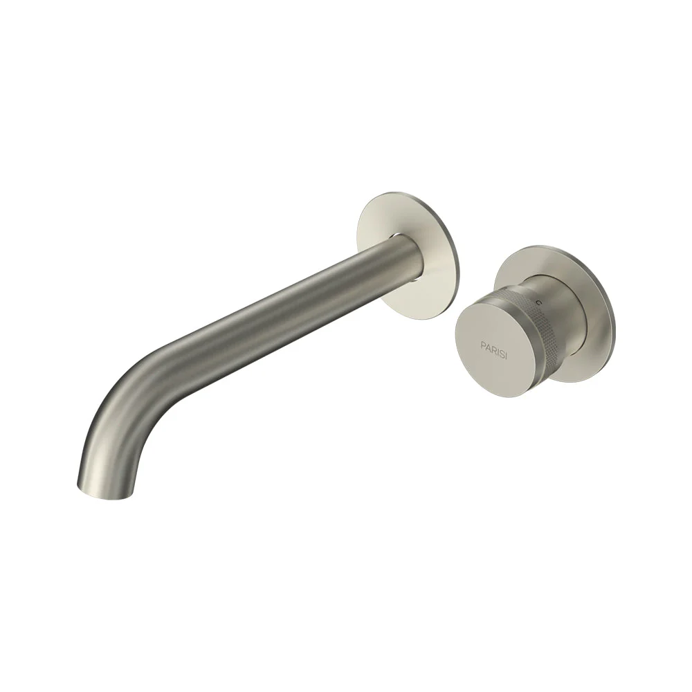 Parisi Todo II Wall Mixer with 190mm Curved Spout (Individual Flanges) - Brushed Nickel