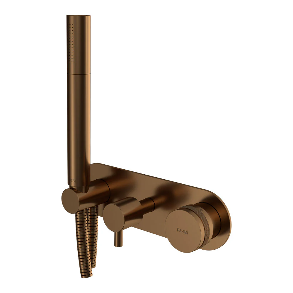 Parisi Todo II Wall Mixer with 2-Way Diverter and Handshower - Matt Bronze