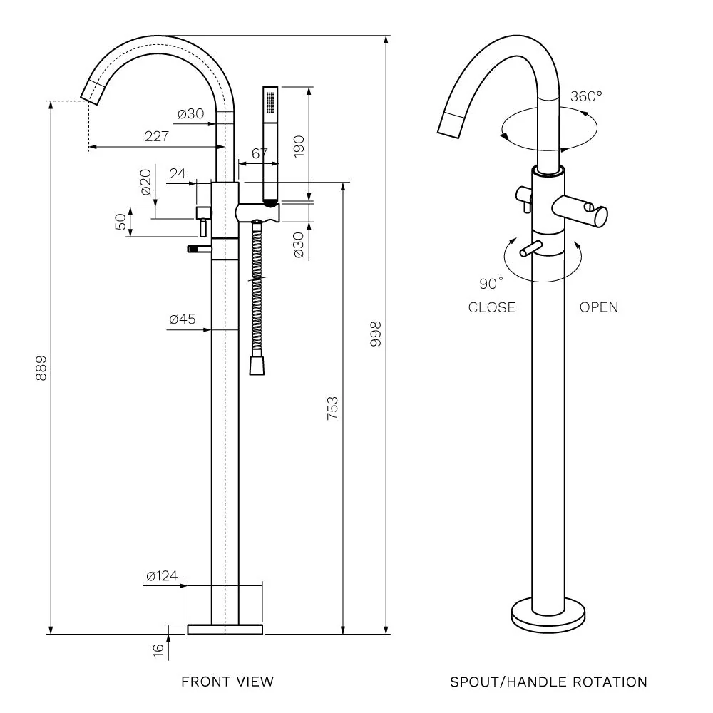 Parisi Tondo II Bath Filler with Hand Shower - Matt Bronze - Image 2